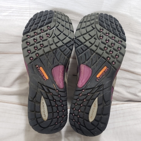 Merrell Castle Rock Gray Purple Hiking Boots Womens Size 8.5 Waterproof Lace Up - Picture 10 of 12